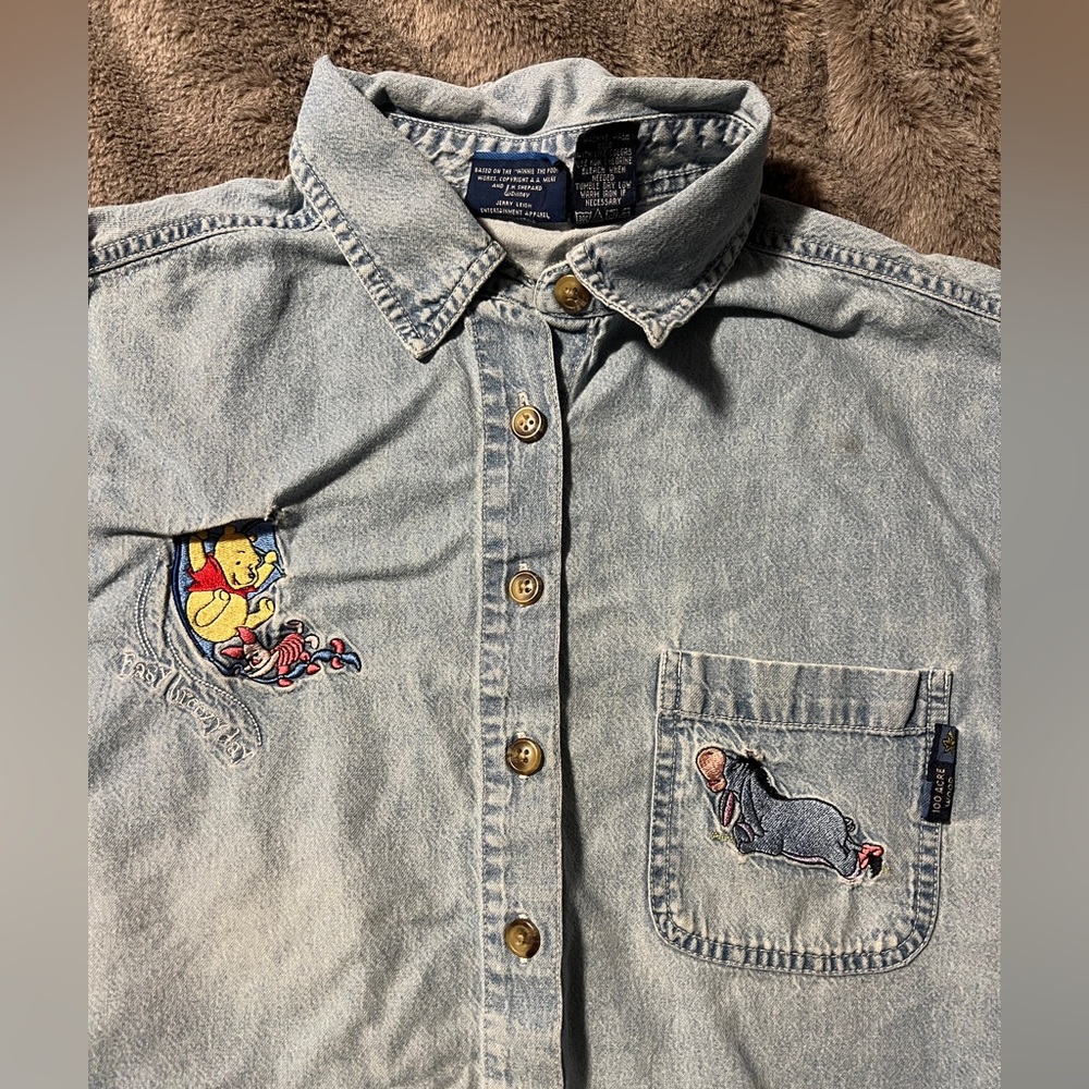 Disney Winnie the Pooh denim button down shirt unisex or oversized large